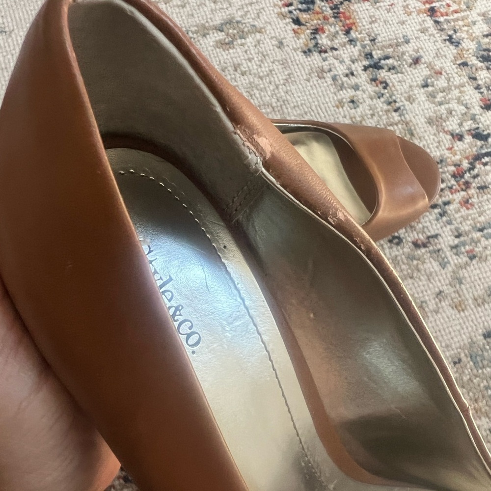 Style & Co Brown Peep Toe Heels - Picture 8 of 8